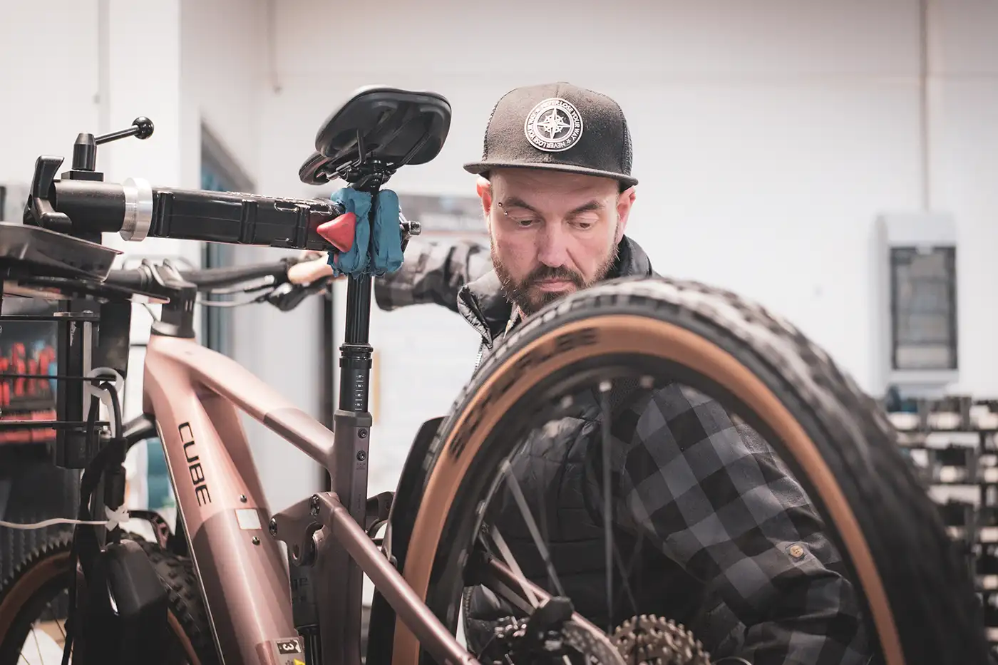 Einblick in die Fahrradwerkstatt des Cube Store Eschwege